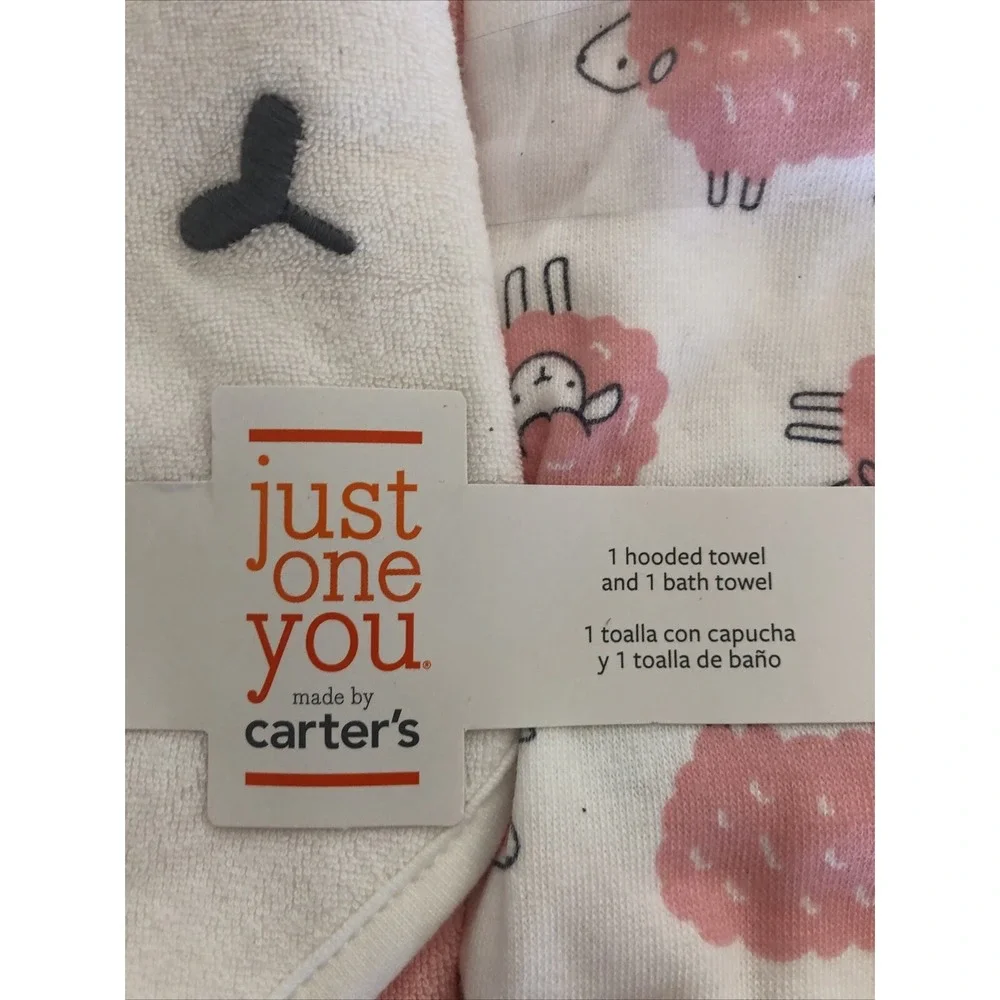 Just One You Carter's Baby 2pk Pink/White Sheep Bath Towel Set 29